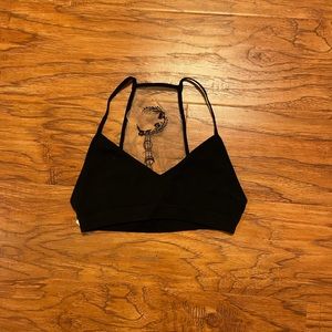 Black bralette with embroidered mesh back